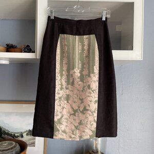 Gary Graham Music Floral Stripe Jacquard Straight Skirt